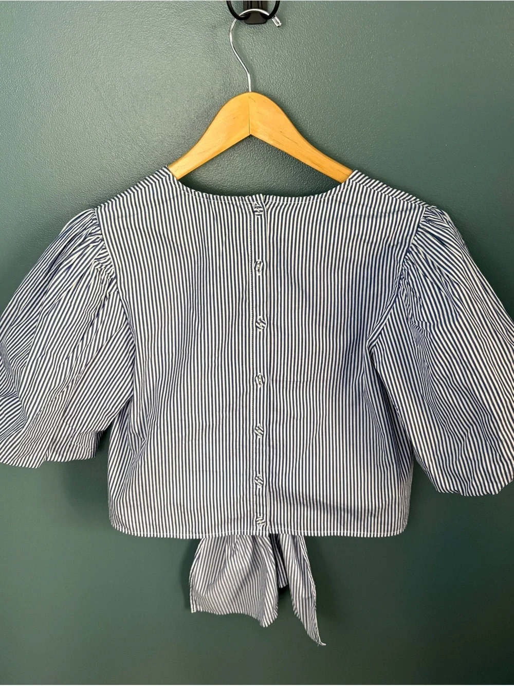 Maeve Women’s 100% Cotton Tie-Front Blouse Blue Stripe Size XS